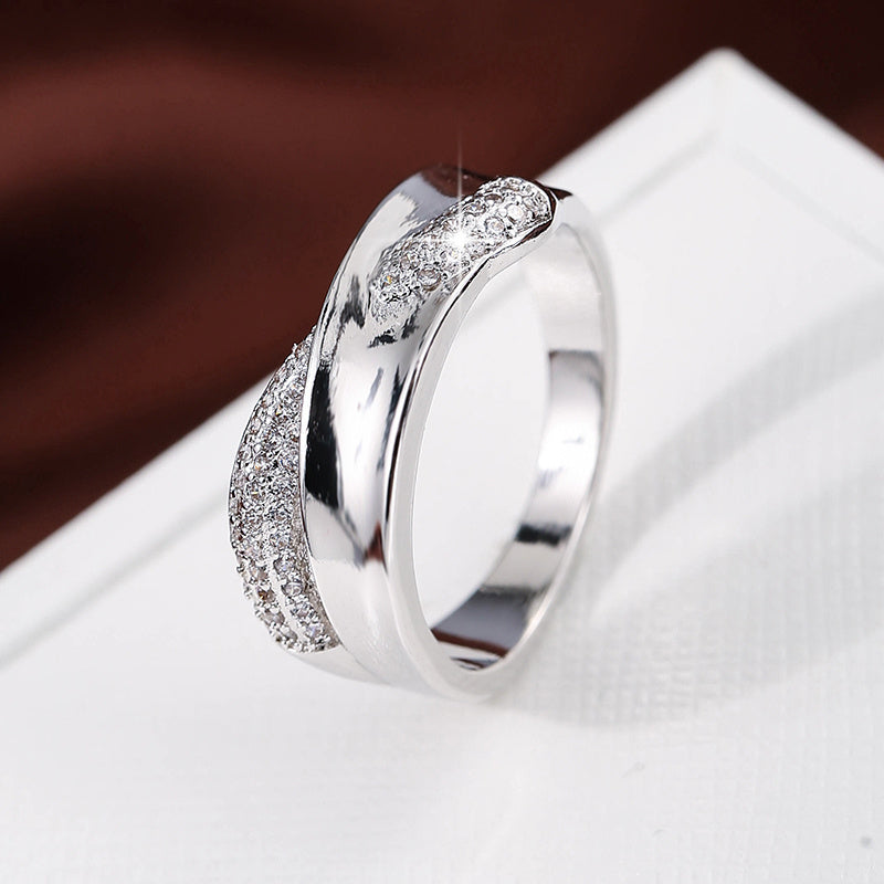 18K Gold Plated Zirconia Cross Ring for Women and Girls Elegant Jewelry