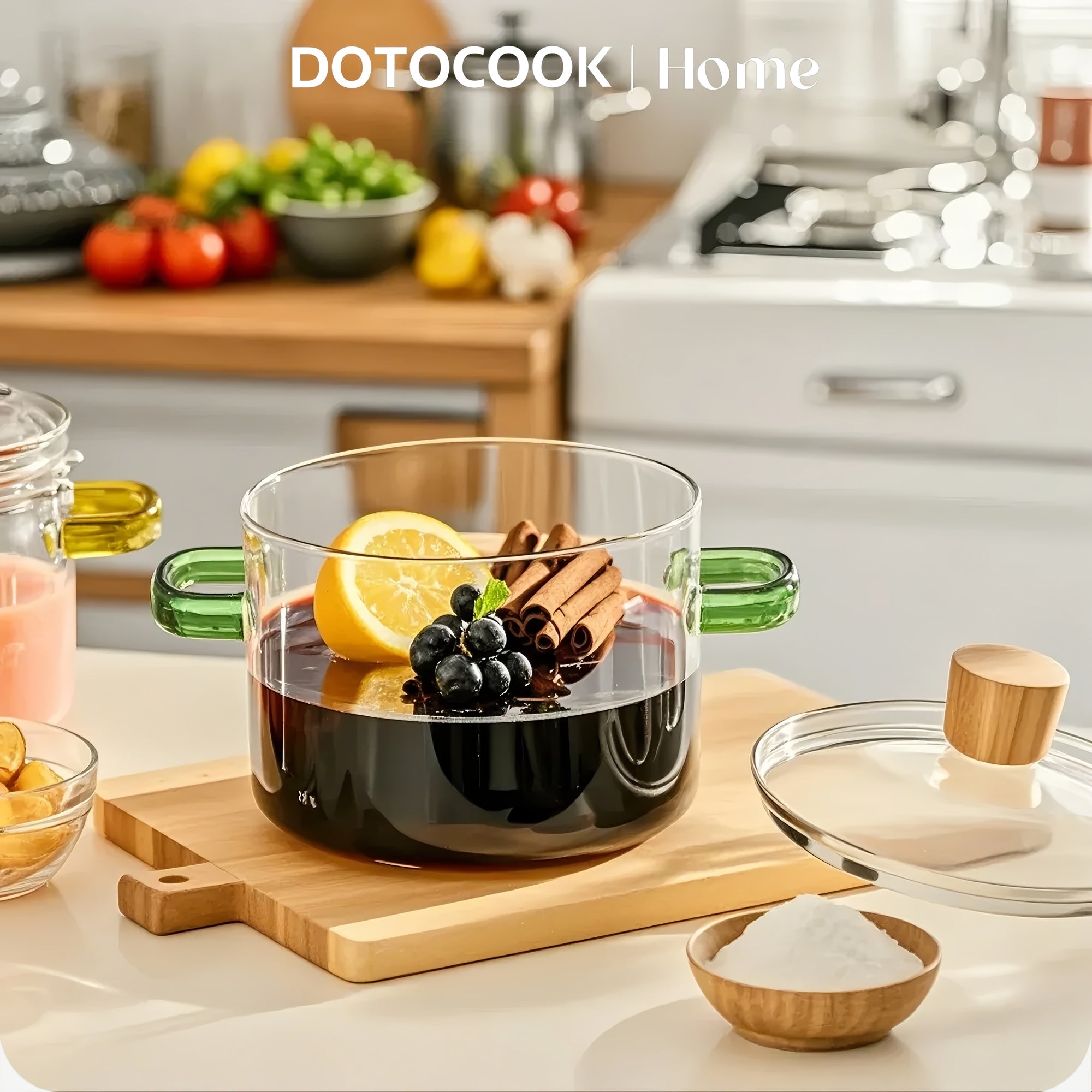 Shisha idishlar to'plami, qopqog'lar bilan, 2 ta stockpot, makaron va issiq ichimliklar pishirish uchun