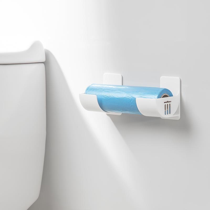 Two Sets Plastic Wall-Mounted Storage Racks for Cling Film and Garbage Bags