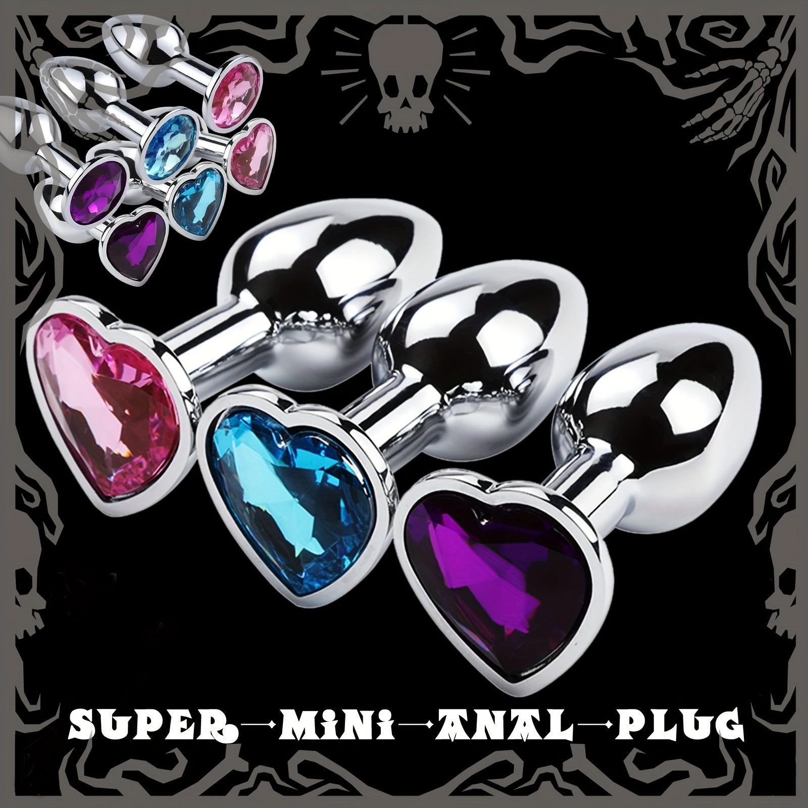Adult Female Male Couple Stainless Steel Anal Plug with Rose Gem Beads