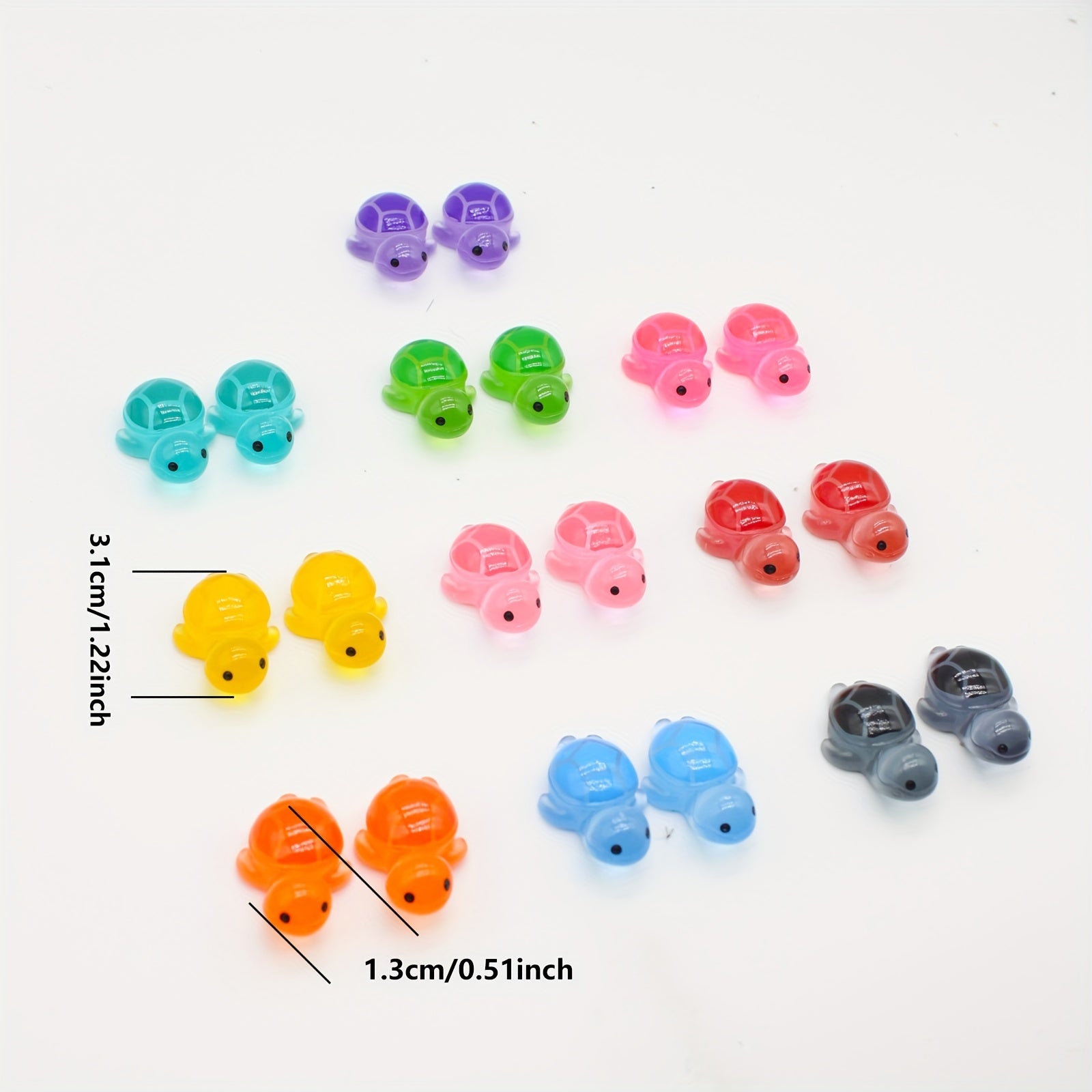 20Pcs Glow-in-The-Dark Turtle Charms for Kids Multicolor Shoe Decorations