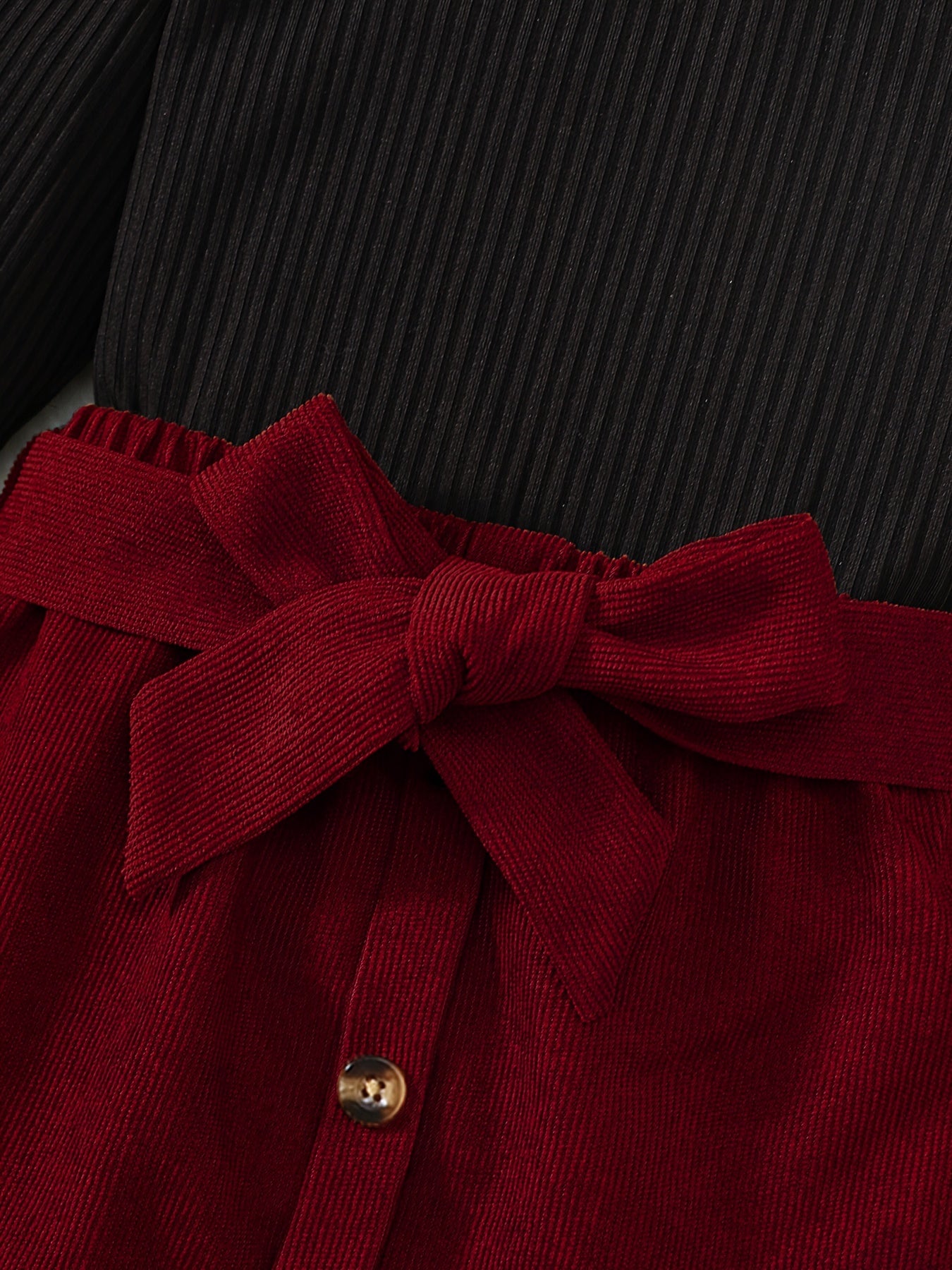 Girls Spring Summer Short Skirt Set with Long Top Ribbed Flying Sleeves Belt