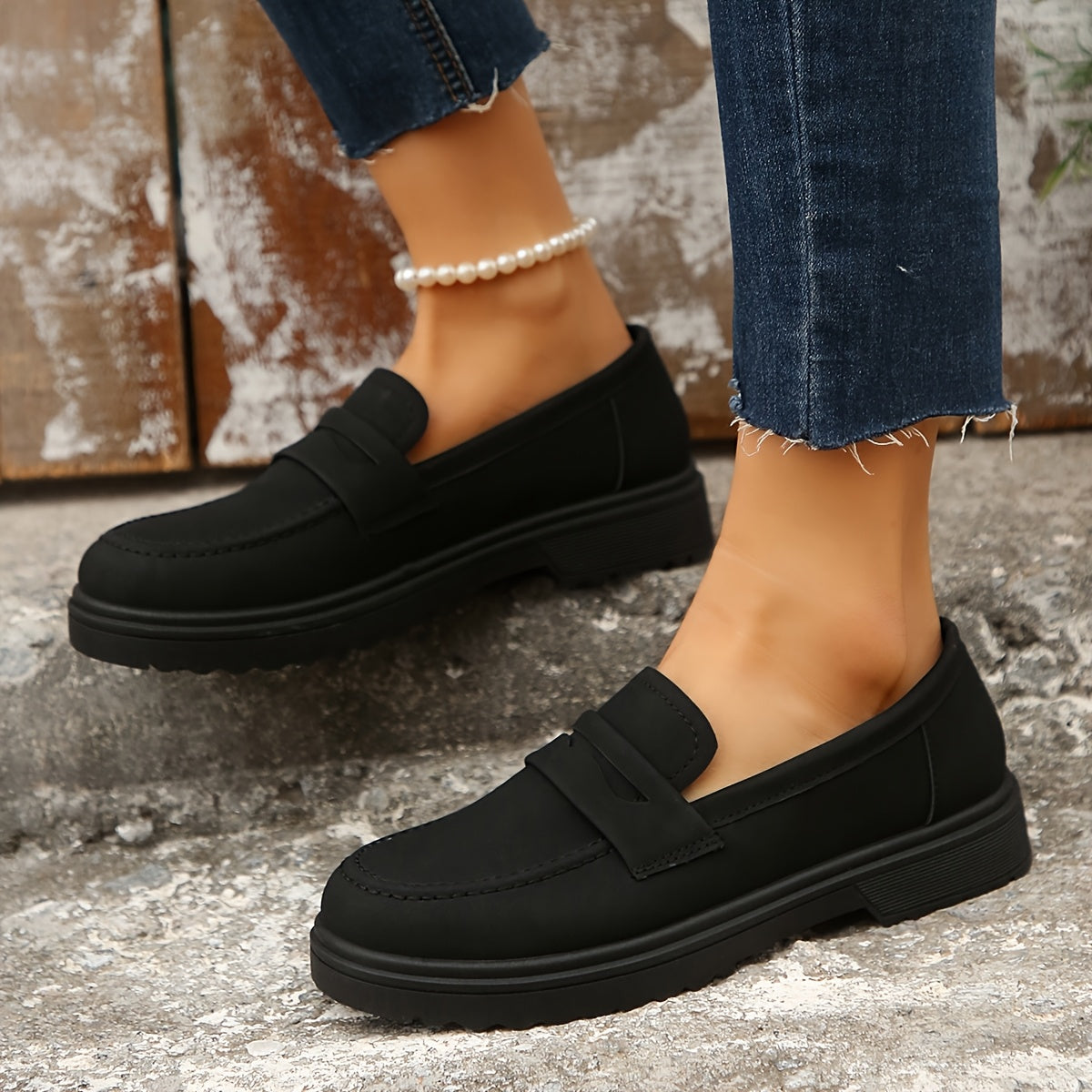 Women's Slip-On Loafers Synthetic Cover Casual Shoes Brown Green Black All-Season