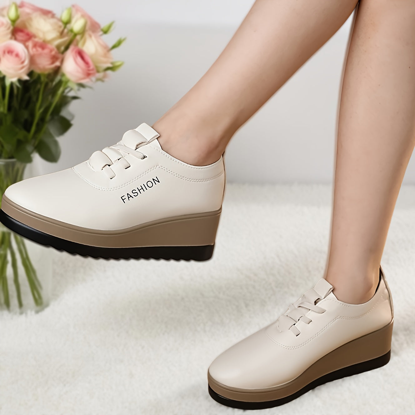 Women Slip-On Platform Loafers with Anti-Slip Sole Casual Work Shoes