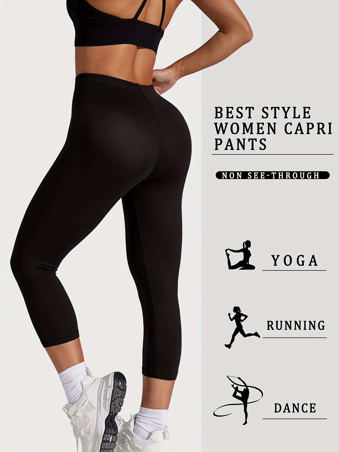 Ayollar uchun sport Capri legginslar to'plami, katta o'lcham, yuqori elastiklik, yumshoq yoga va yugurish shimlari