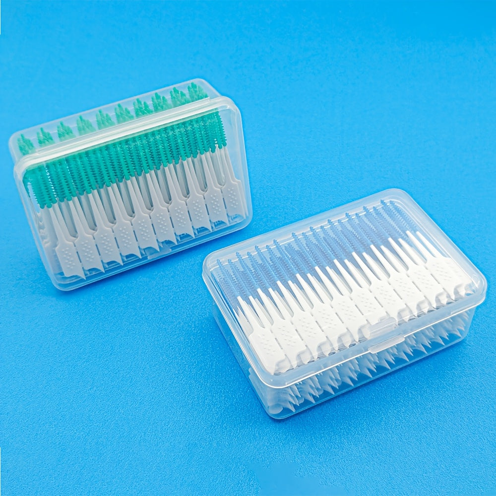200pcs Blue Silicone Interdental Brushes Orthodontic Dental Cleaners