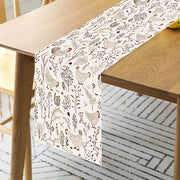 Farmhouse Style Rooster and Hen Pattern Table Runner for Holiday and Easter Decor