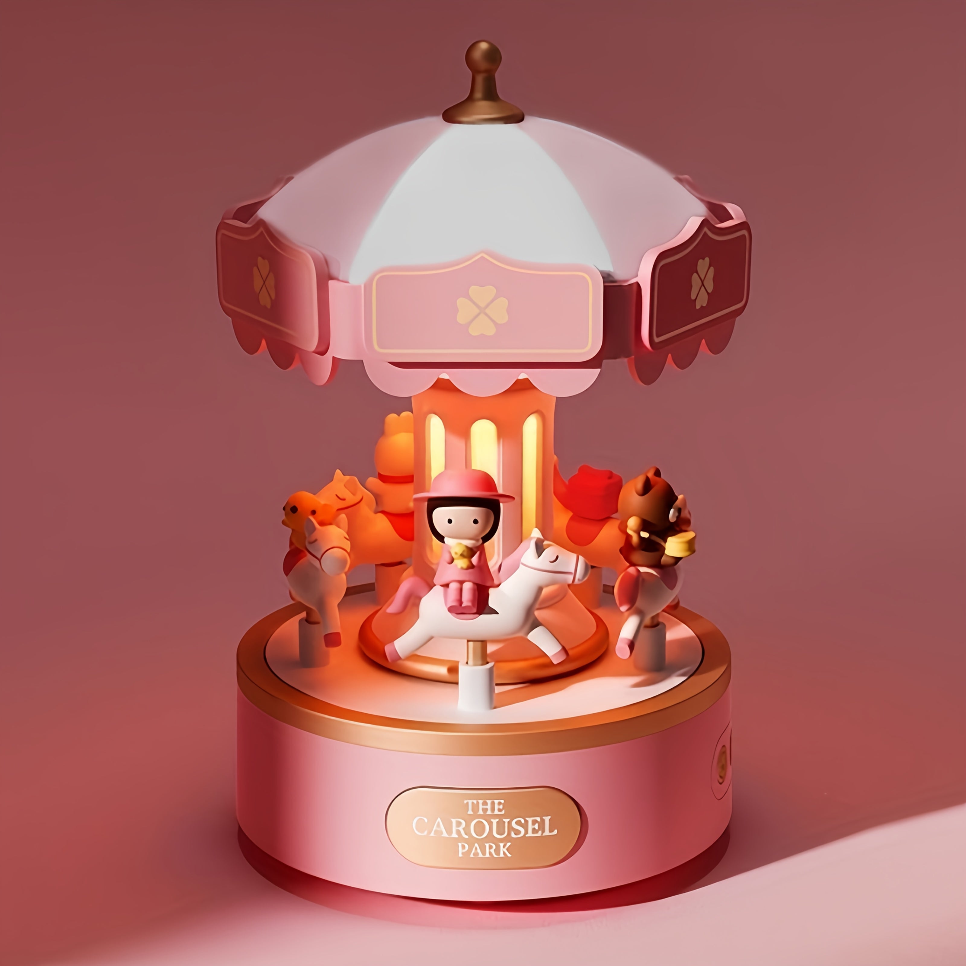 Multfilm karusel musiqa qutisi kechki chiroq, sozlanadigan yorqinlik bilan, qayta zaryadlanadigan USB, sovg'a uchun