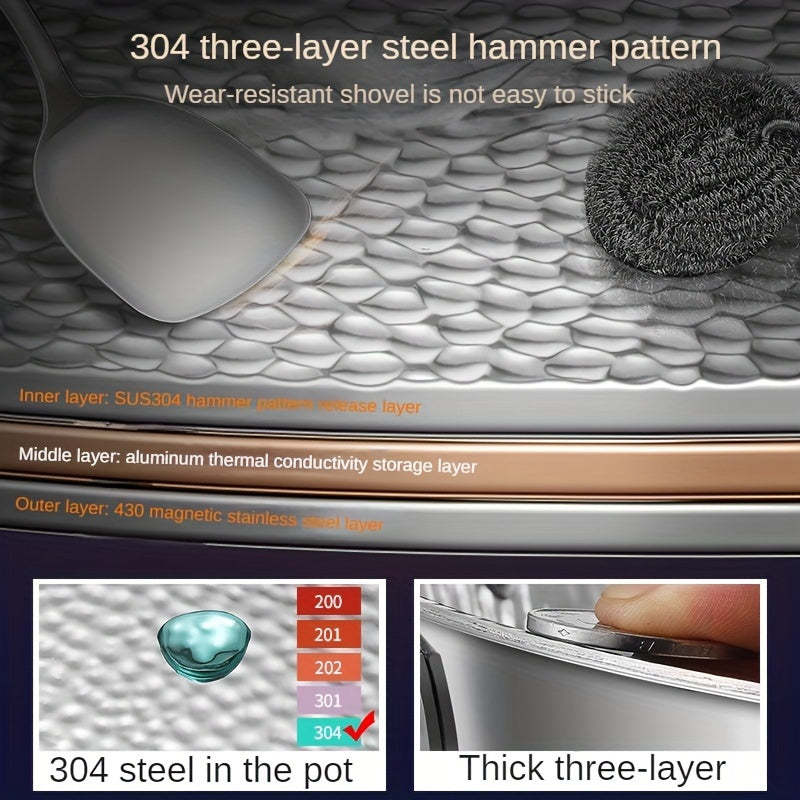 Sartén de acero inoxidable con revestimiento antiadherente para inducción y gas, de 10 pulgadas