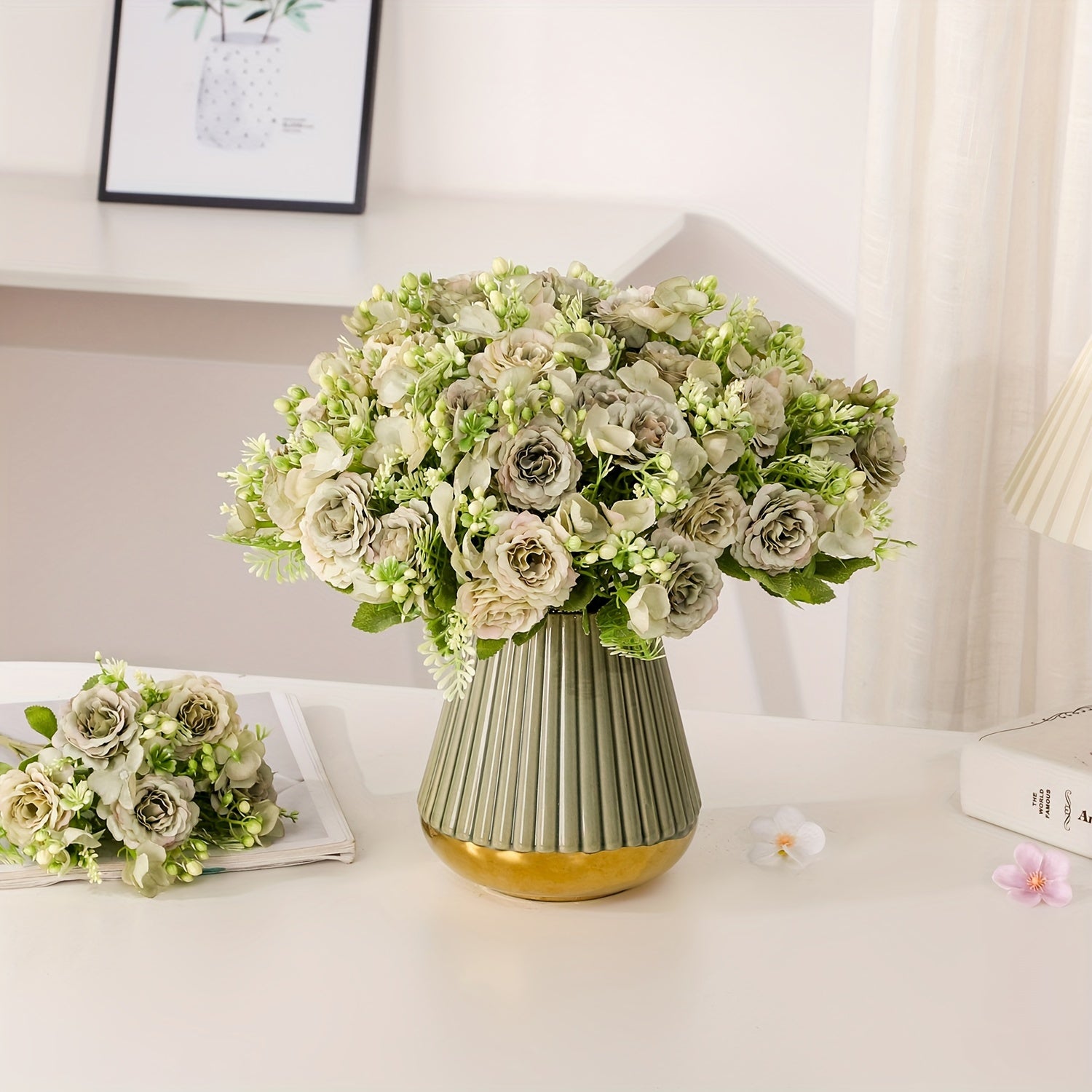 Ramos de flores artificiales peonía falsa para centros de mesa en el hogar y la oficina