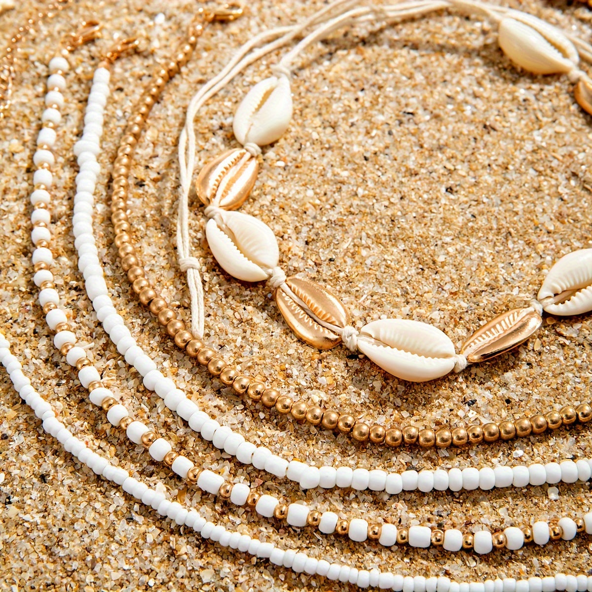 Conjunto de collar de estrella de mar bohemio para mujer, vacaciones en la playa, 5 piezas