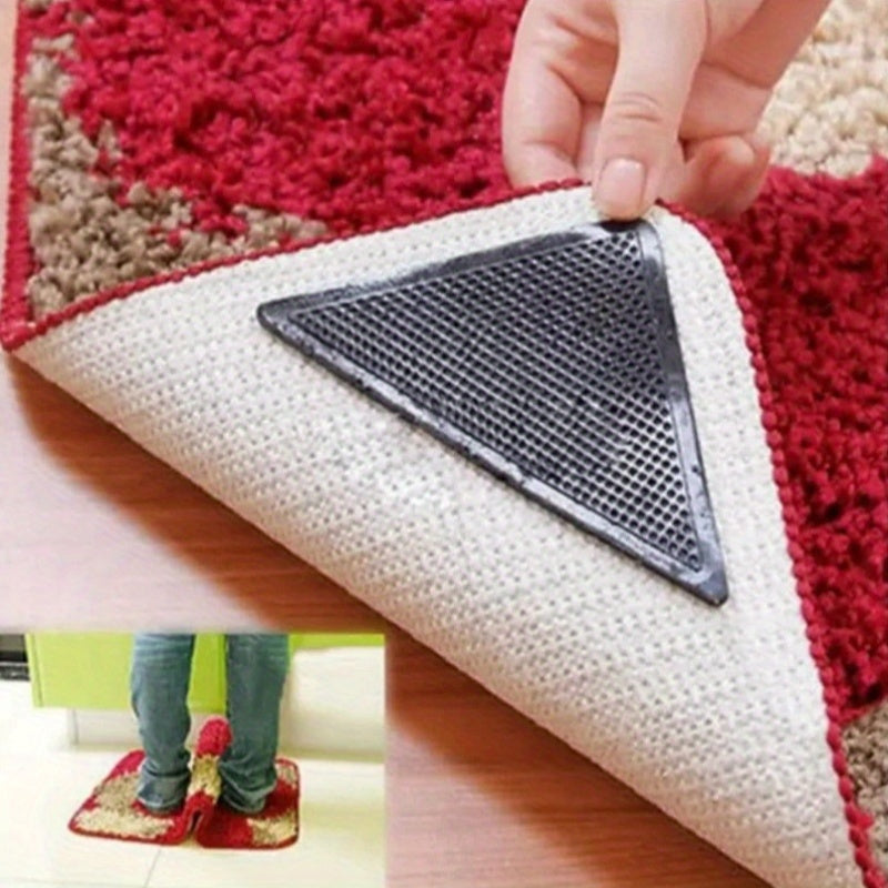 Triangle Rug Gripper Set of 4 or 8 Washable Non-slip Rubber Mats