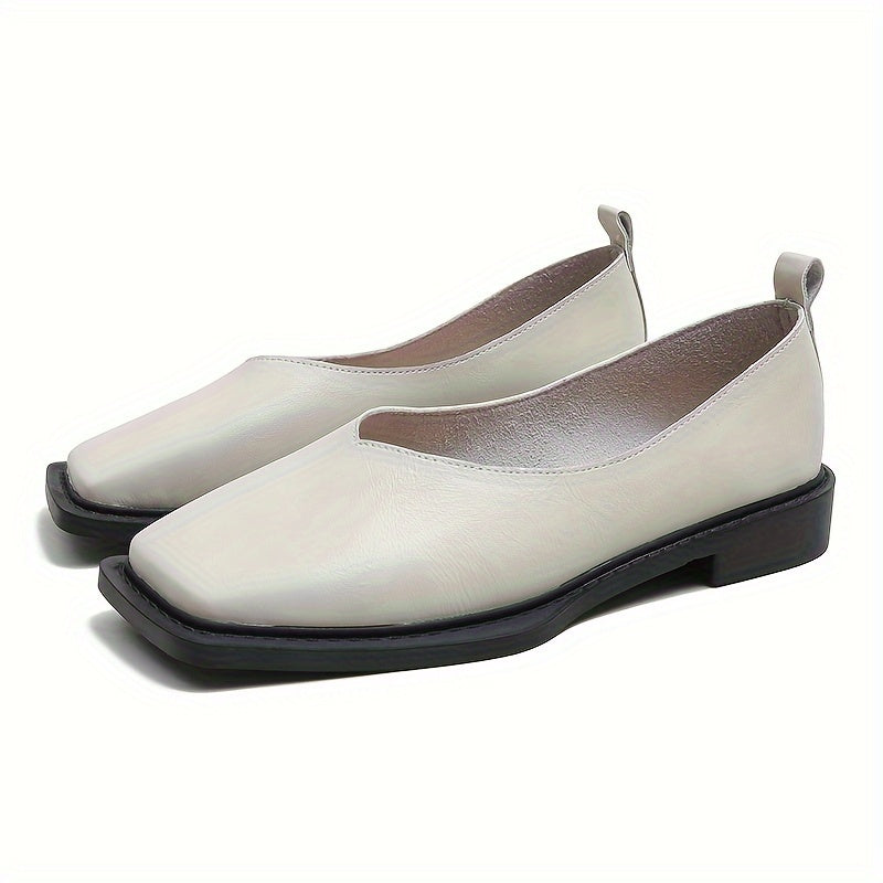 Women's Slip-On Flat Shoes Square Toe Solid Color Casual Summer