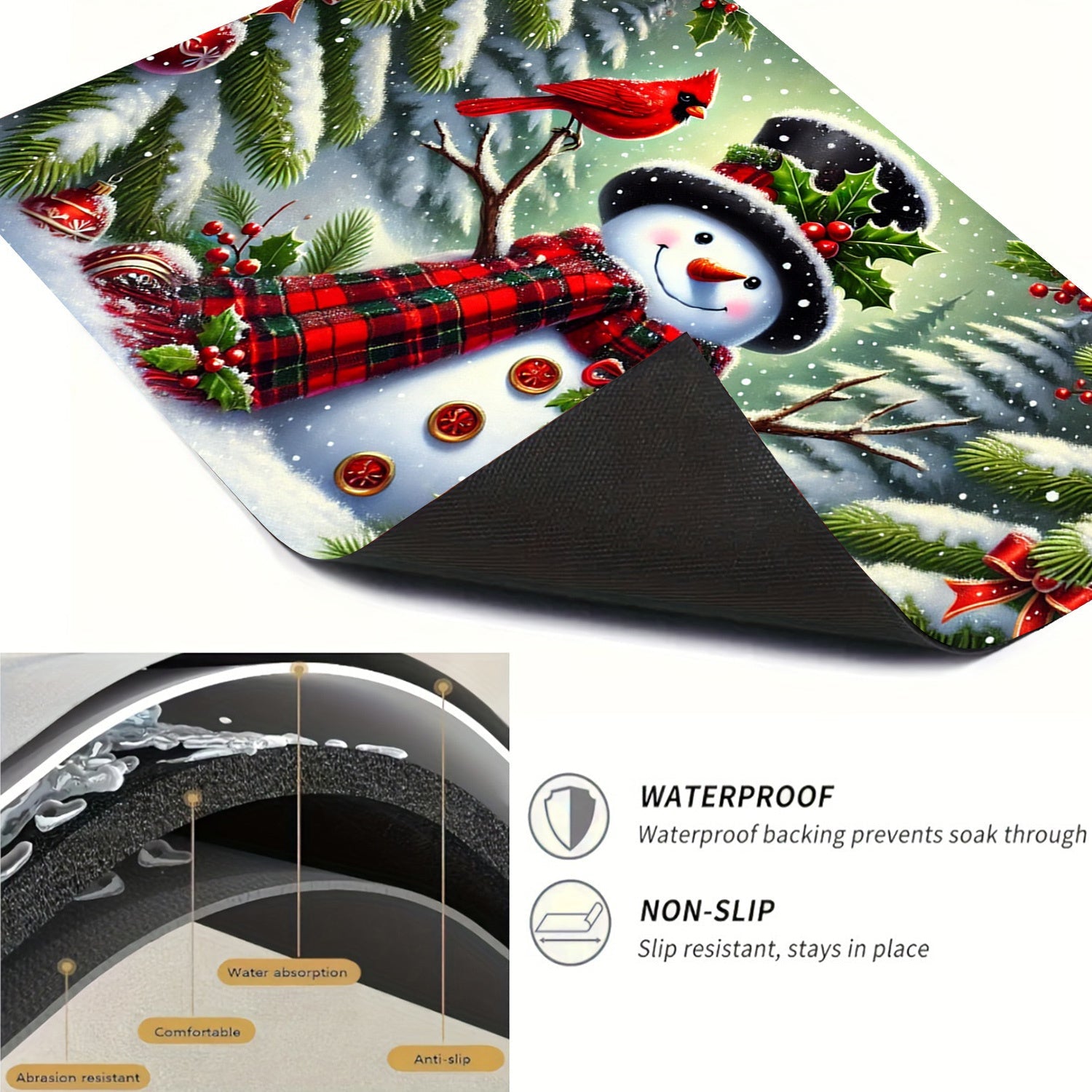 Christmas Snowman Stove Top Protector Waterproof Scratch-Resistant Heat-Resistant Cover