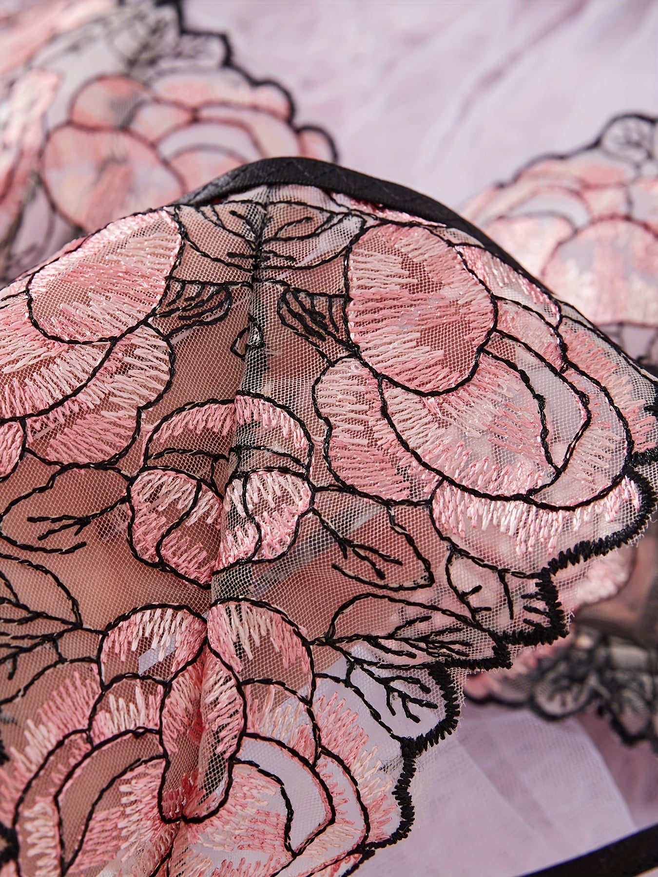 Women's Lingerie Set Satin Lace Bra and Panty Pack of 2