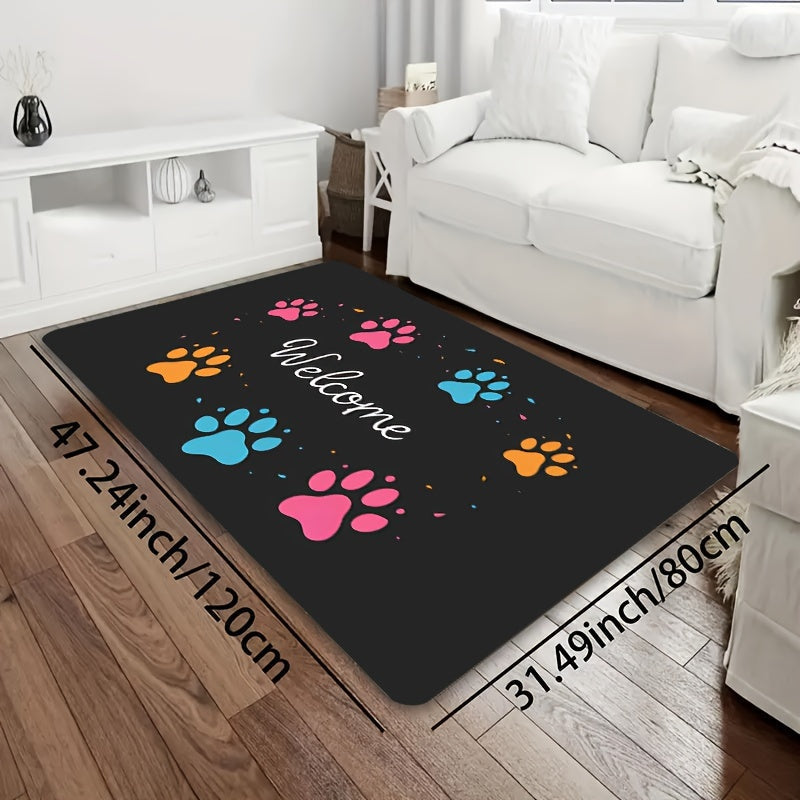Paw Print Gaming Room Rug 8mm Thick Easy to Clean Durable Carpet for Any Room