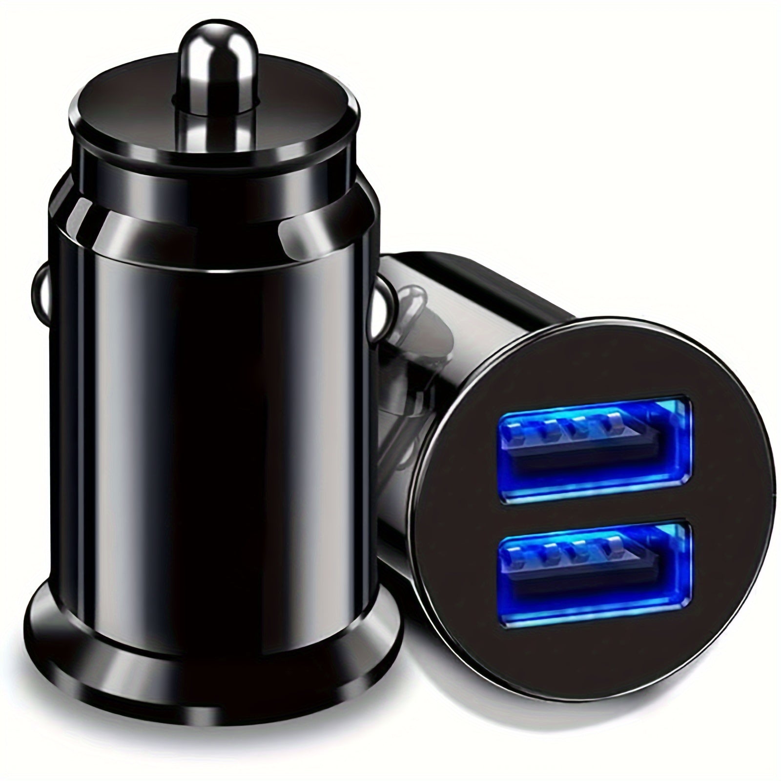Universal Metallic Finish Fast USB Car Charger with Blue LED Indicator