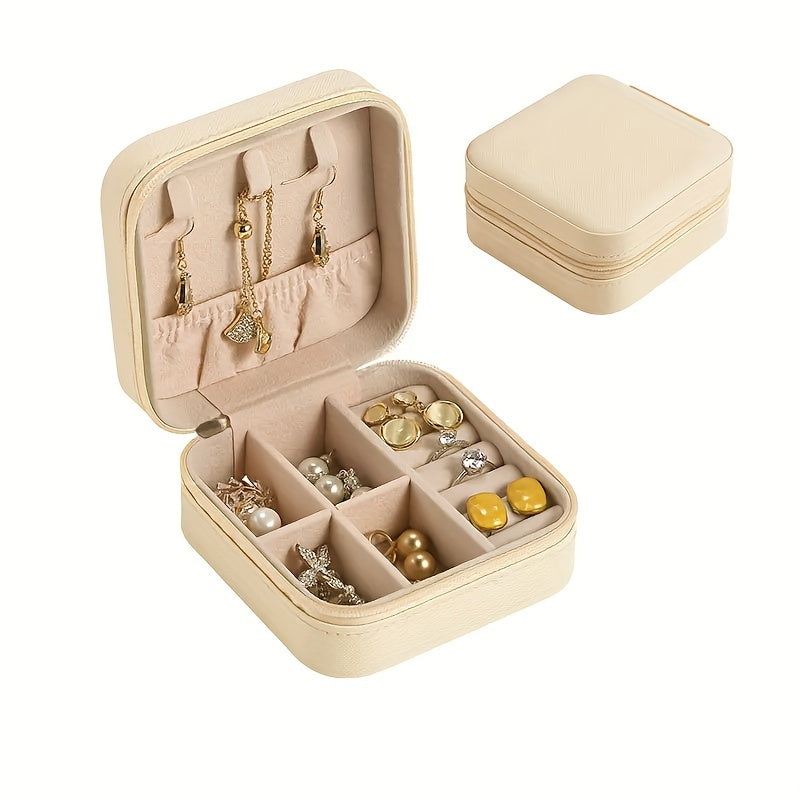 Caja de almacenamiento portátil para joyas para anillos, collares y pendientes, organizador de viaje