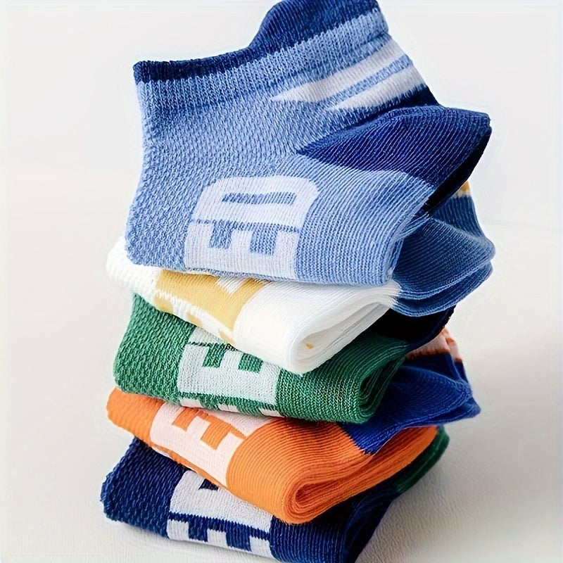 10 пар дышащих сетчатых носков для мальчиков с мультяшным дизайном для детей до 12 лет