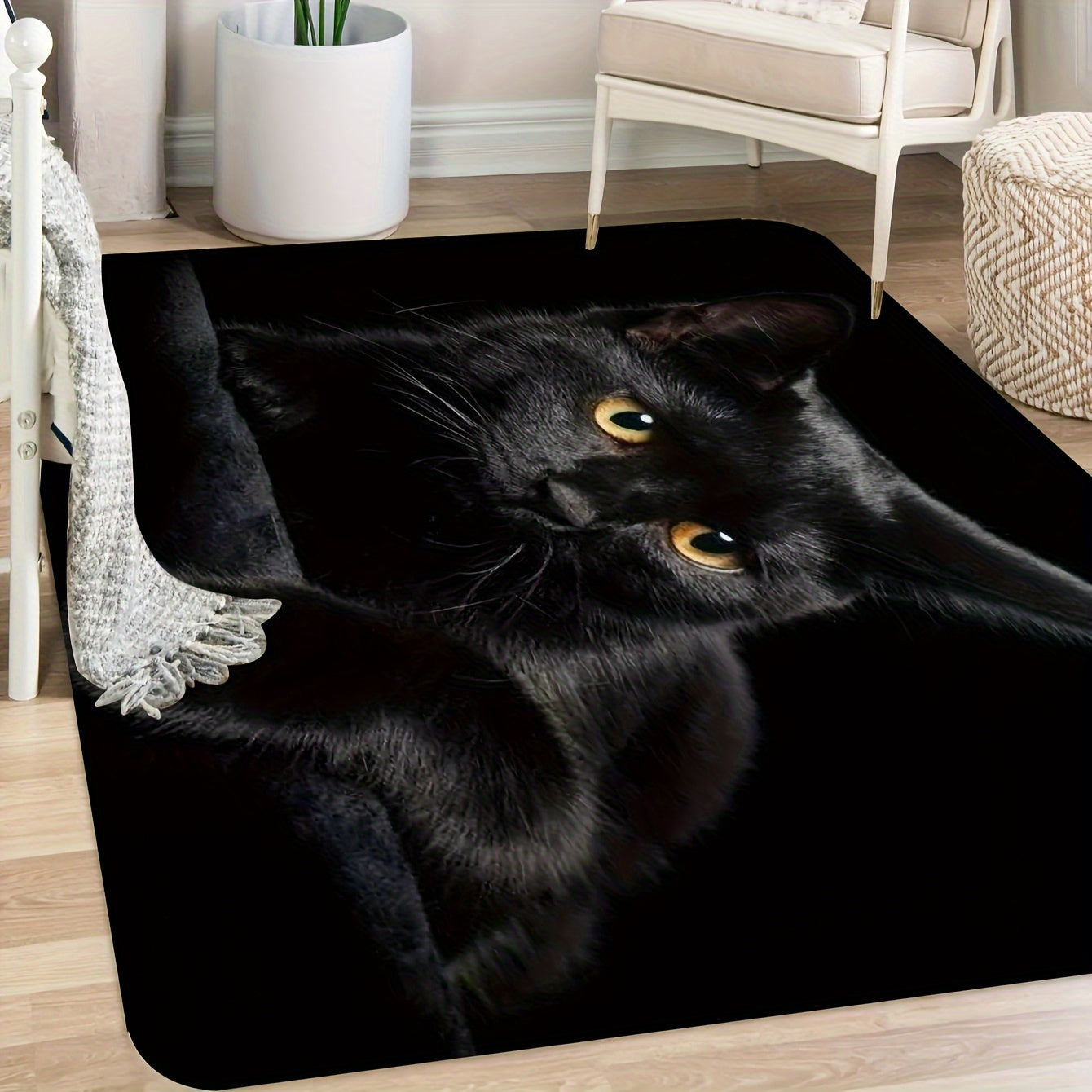 Qora mushuk bosma pol matosi, sirpanmaydigan, singdiruvchi, kirish uchun mato, yashash xonasi, hammom, bolalar xonasi uchun