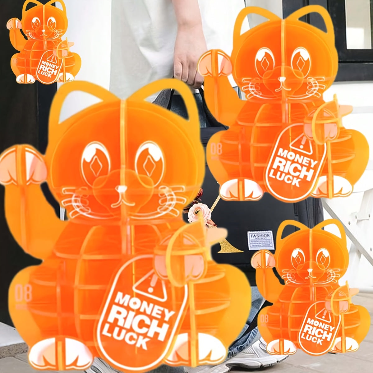 Large Black Travel Bag with Floral Letter Design, Oxford Cloth, Multiple Compartments