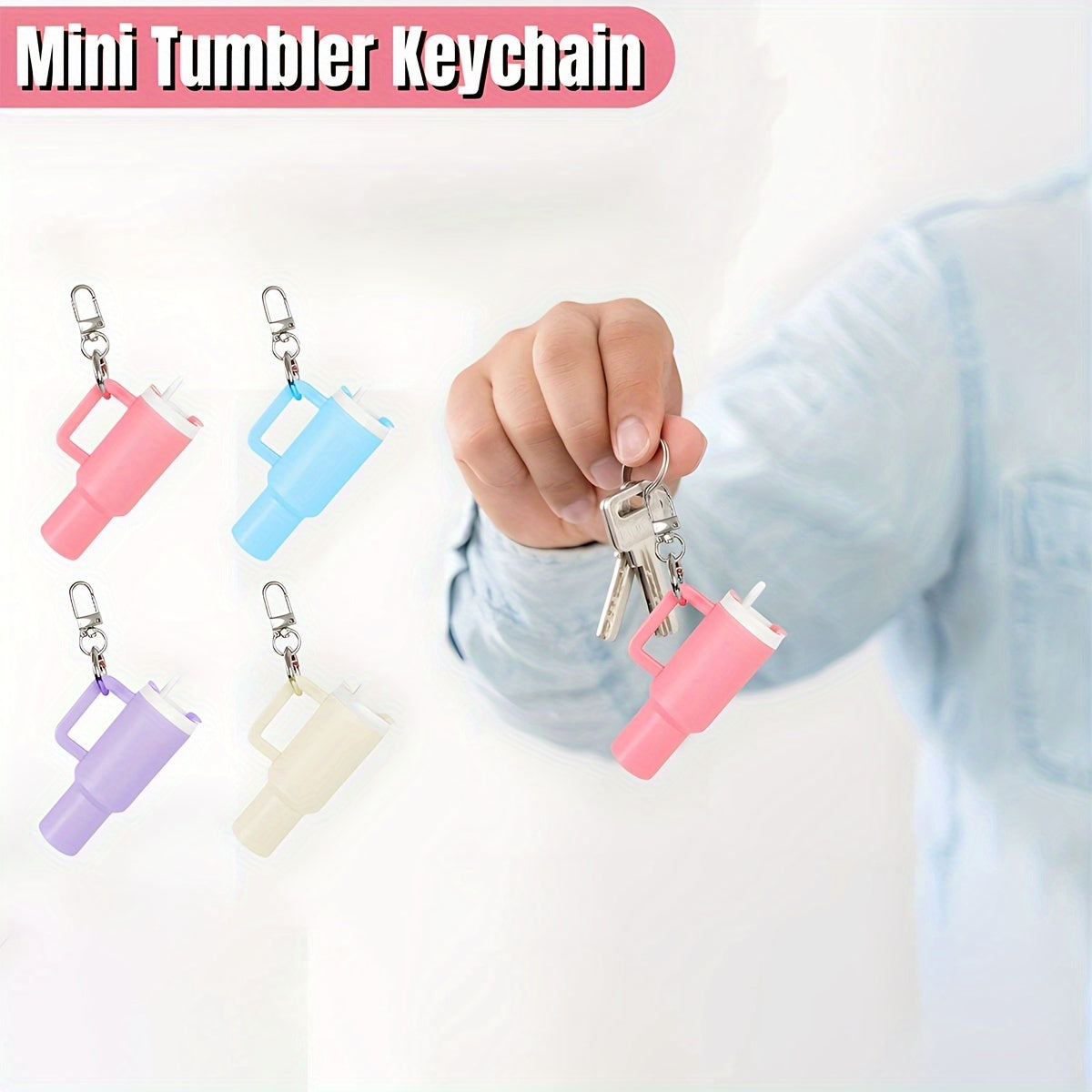 Mini Drink Container Keychain Set with Lipstick Organizer, PVC, 6 Pieces