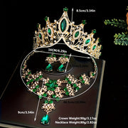 Bridal Jewelry Set Rhinestone Necklace Earrings Crown Wedding Accessories for Brides