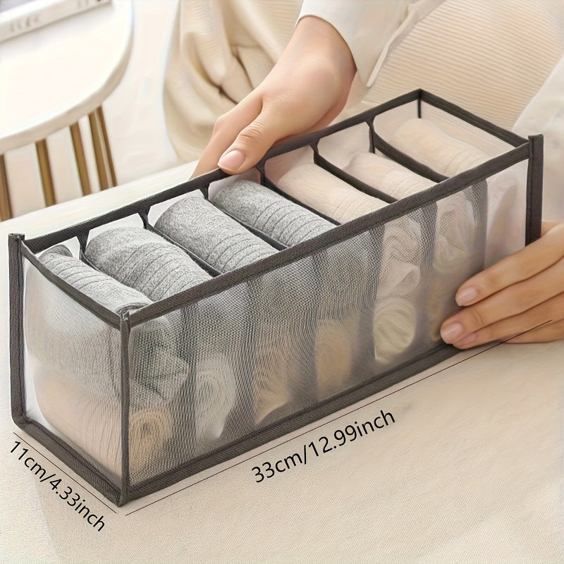 7-Grid Mesh Underwear and Socks Organizer for Drawer Storage Space Saving