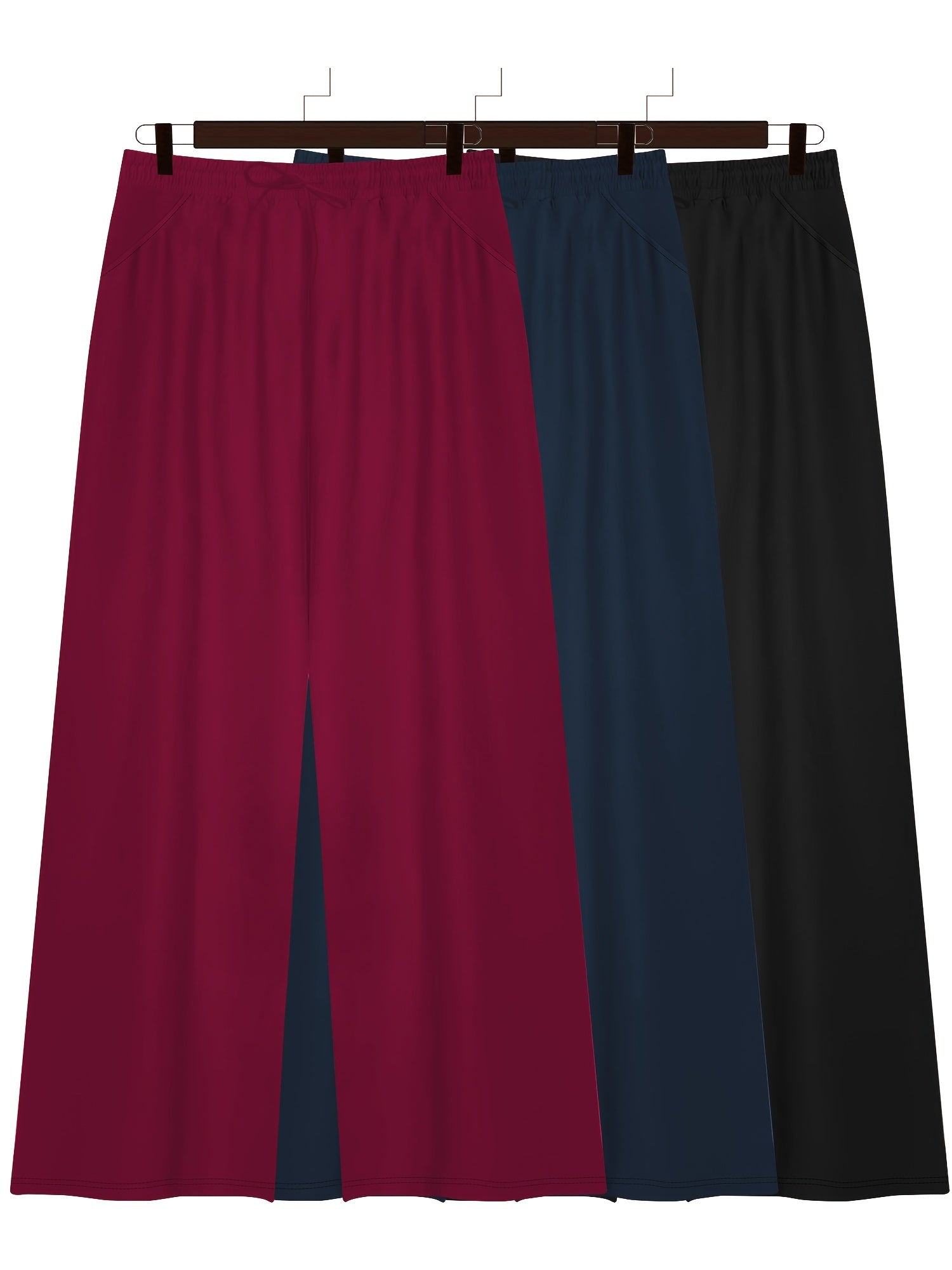 Plus Size Wide Leg Pants Elastic Waistband Drawstring Pockets Cropped Casual