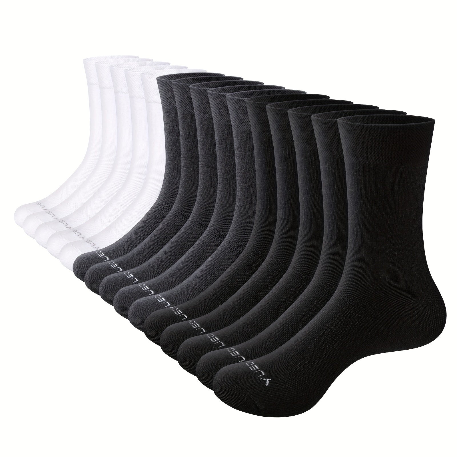 Men's Business Socks 15 Pairs Cotton Blend Solid Color Breathable Dress Socks