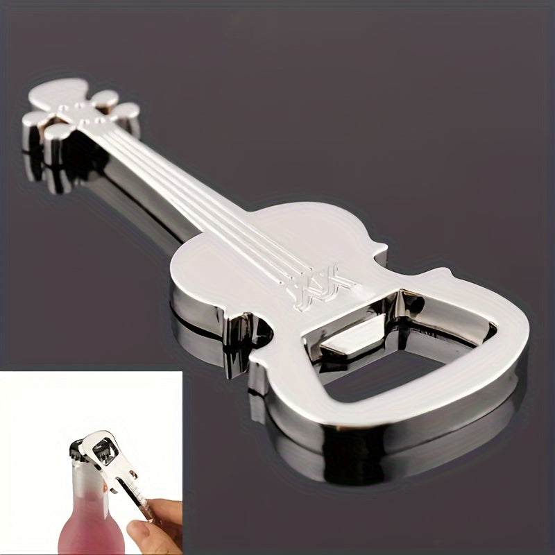 Guitar-Shaped Metal Bottle Opener Keychain for Music Lovers and Gift