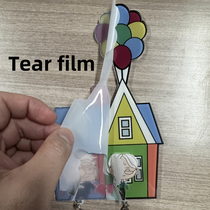 Set de llaveros para pareja de acrílico con diseño de casa con globo flotante para San Valentín, regalo romántico