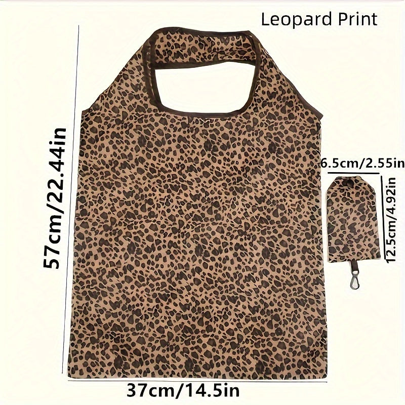 Leopard Print Polyester Tote Bag with Padded Straps and Reinforced Bottom