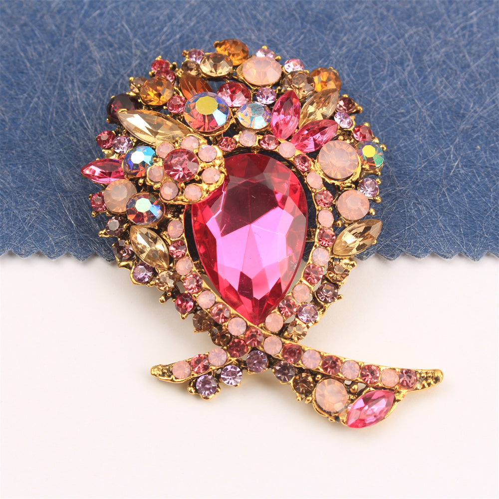 Rhinestone Flower Brooch Pin for Dresses Sweaters Hats Jewelry Accessories