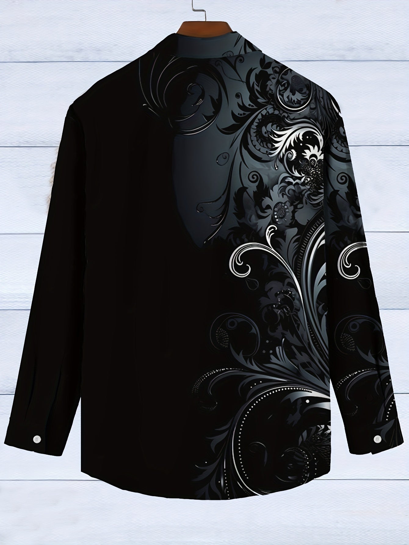 Men's Plus Size Floral Gradient 3D Print Long Sleeve Woven Shirt