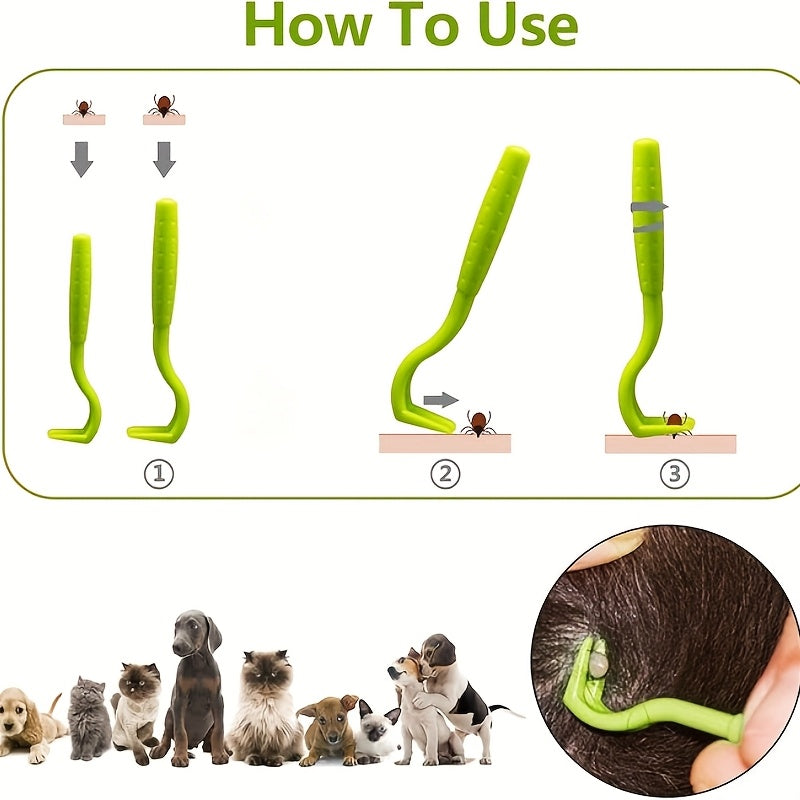 3pcs Pest Tick Remover Kit for Dogs Cats and Humans Easy Plastic Painless Safe