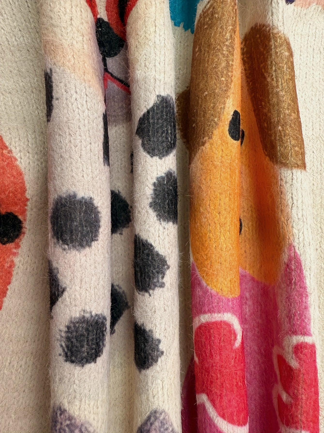 Plus Size Women's V-Neck Long Sleeve Cardigan Knit Sweater With Dog Print