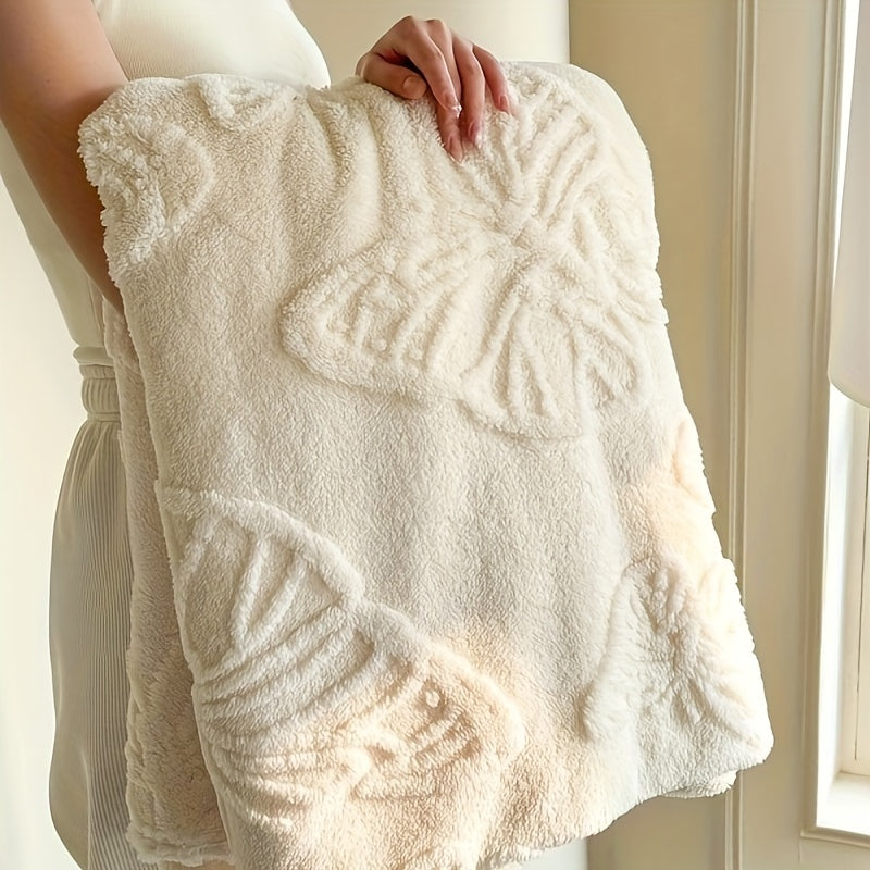 Manta de felpa de doble cara de color sólido con jacquard de franela para siestas