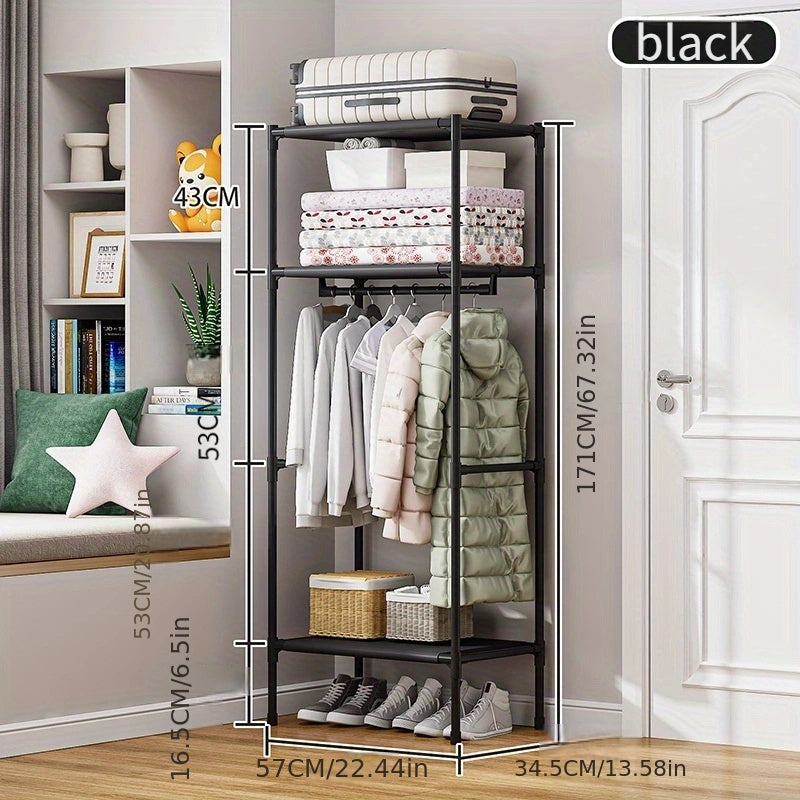 Modern Metal Clothes Rack with Polished Finish Freestanding Garment Organizer