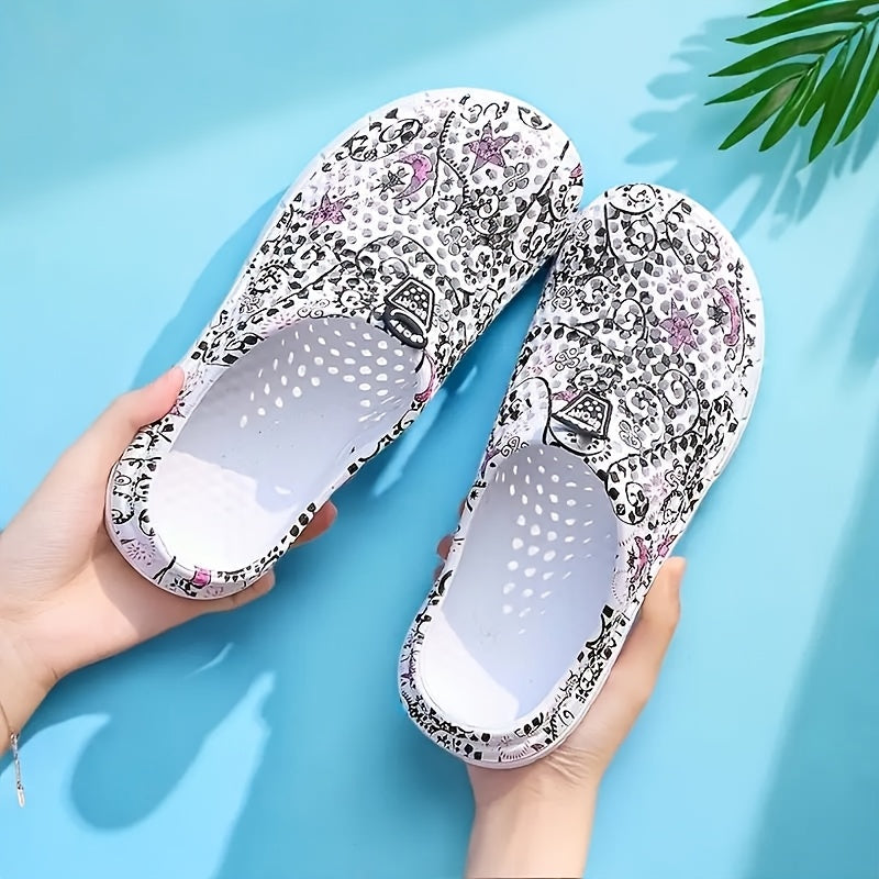Women's and Men's All-Season Mesh Slip-On Garden Clogs with Floral Print