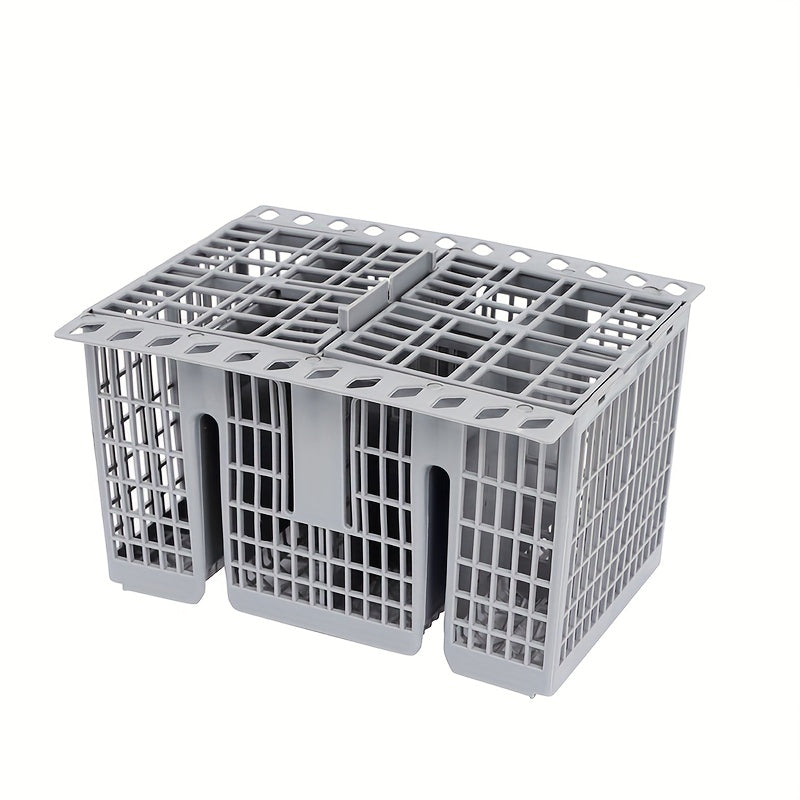 Gray Plastic Dishwasher Basket with Detachable Handle for Cutlery and Utensils