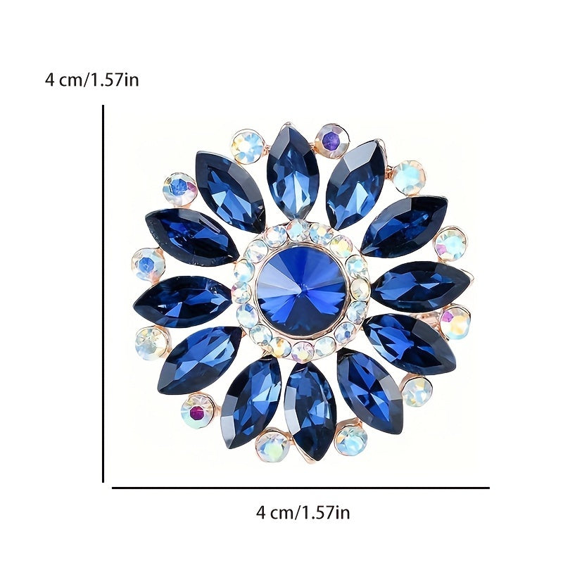 Rhinestone Brooch Pin with Colorful Flower Design for Men and Women Elegant Jewelry