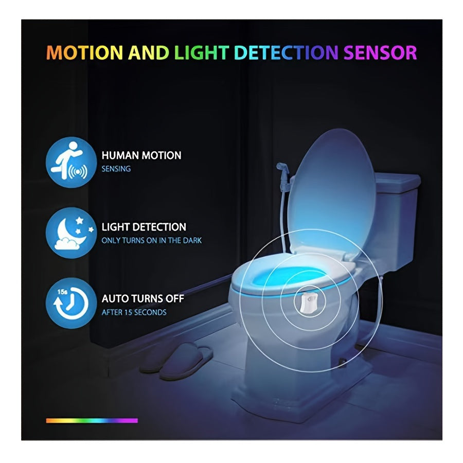 LED Toilet Night Light Motion-Activated 16 Color Wall Mount Battery Operated