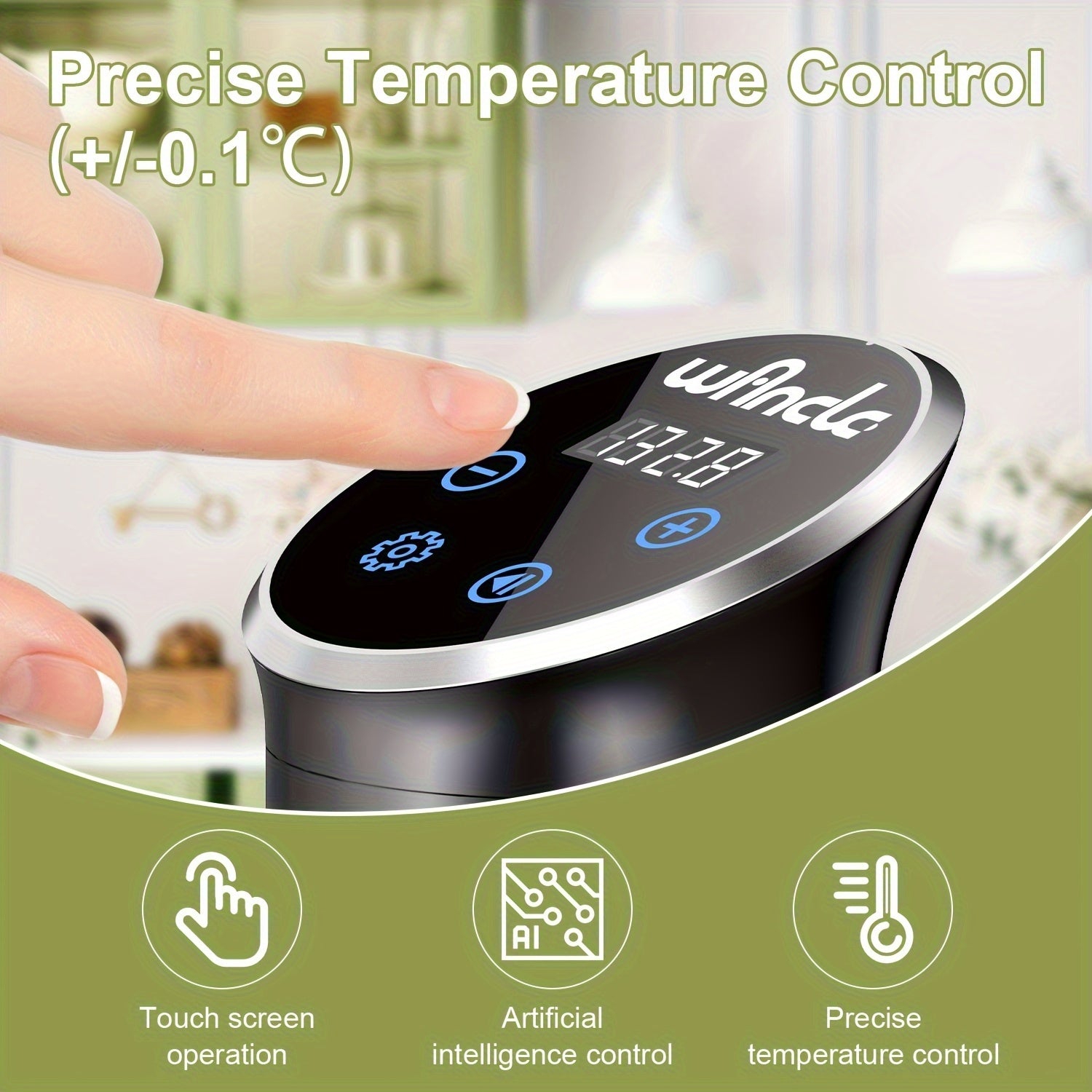 Wancle Sous Vide Cooker 1100W - функция резервирования, дизайн из нержавеющей стали, идеально подходит для стейков, рыбы и овощей. Легко хранить благодаря удобному интерфейсу.