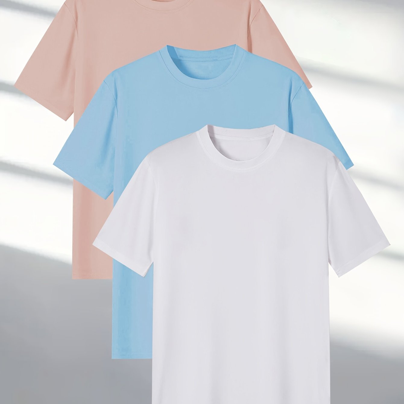 Men's Short Sleeve T-Shirt Set 3 Pieces Solid Polyester Casual All Seasons