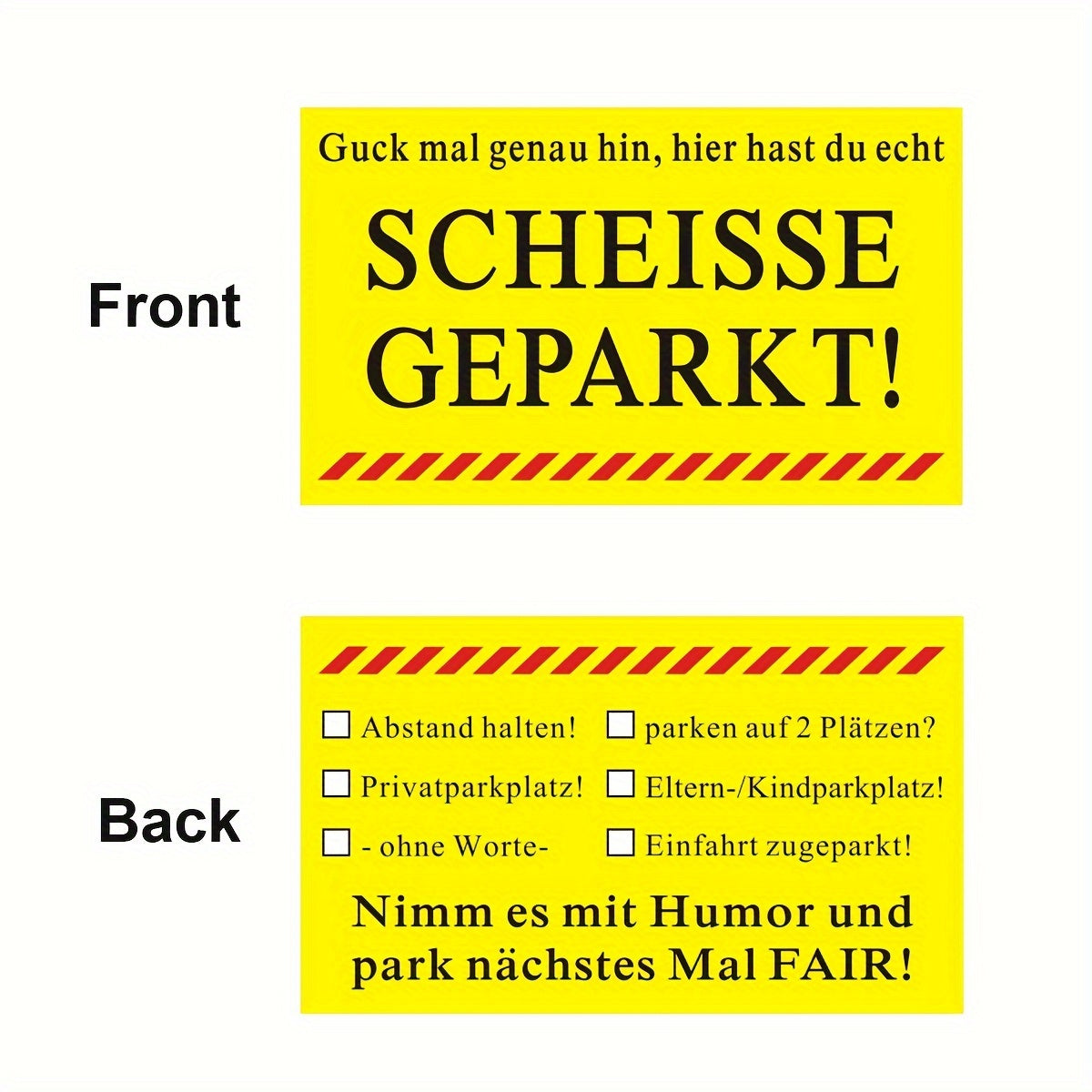 50-Pack Humorous Parking Warning Cards Paper Quick Reminder Prank Notes