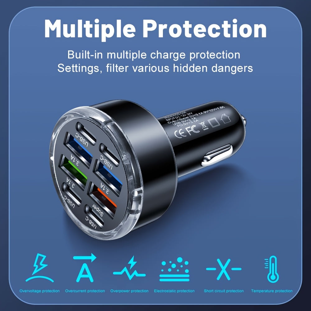 Universal 8-in-1 Fast Charger 35W QC3.0 USB-C Car Travel Power Adapter