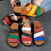 Ayollar yozgi yopiladigan qulay qumli poyabzal, qalin tagli ochiq barmoqli plyaj poyabzali