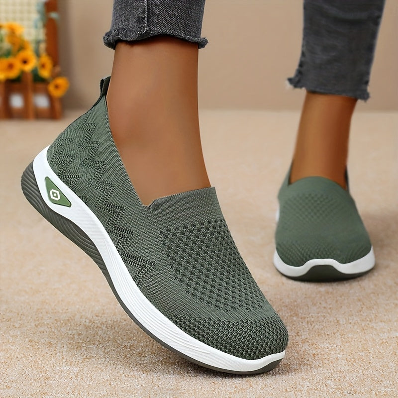 Women's Purple Slip-On Sneakers Breathable Fabric Casual Shoes