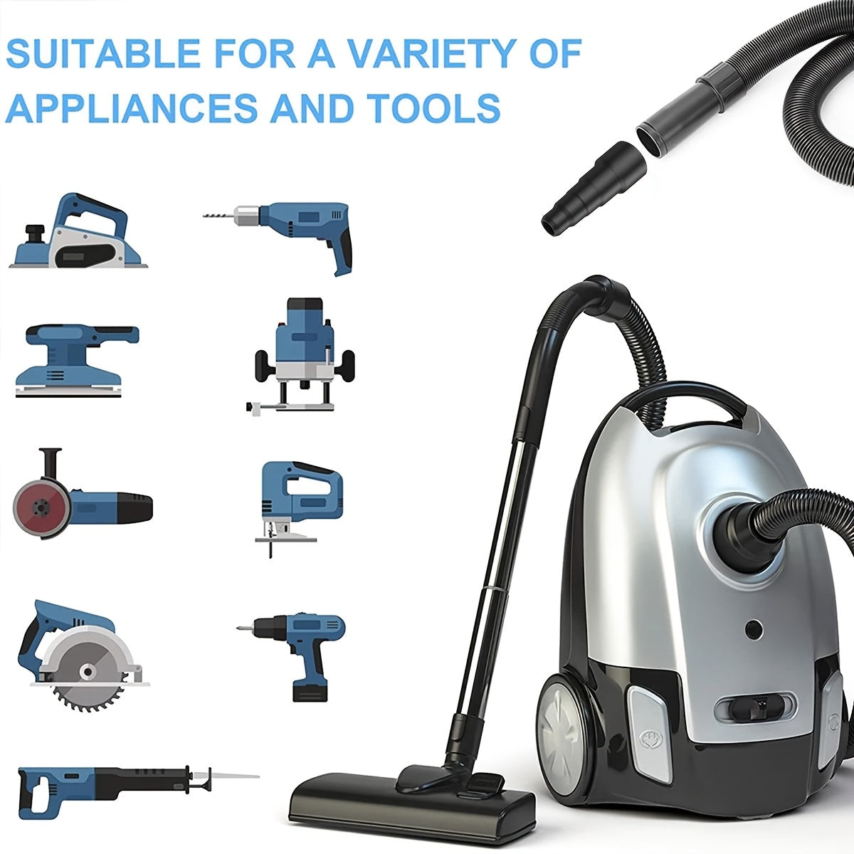 Set of 2 Vacuum Hose Adapters for 26/38mm Cleaners with Filter Connector